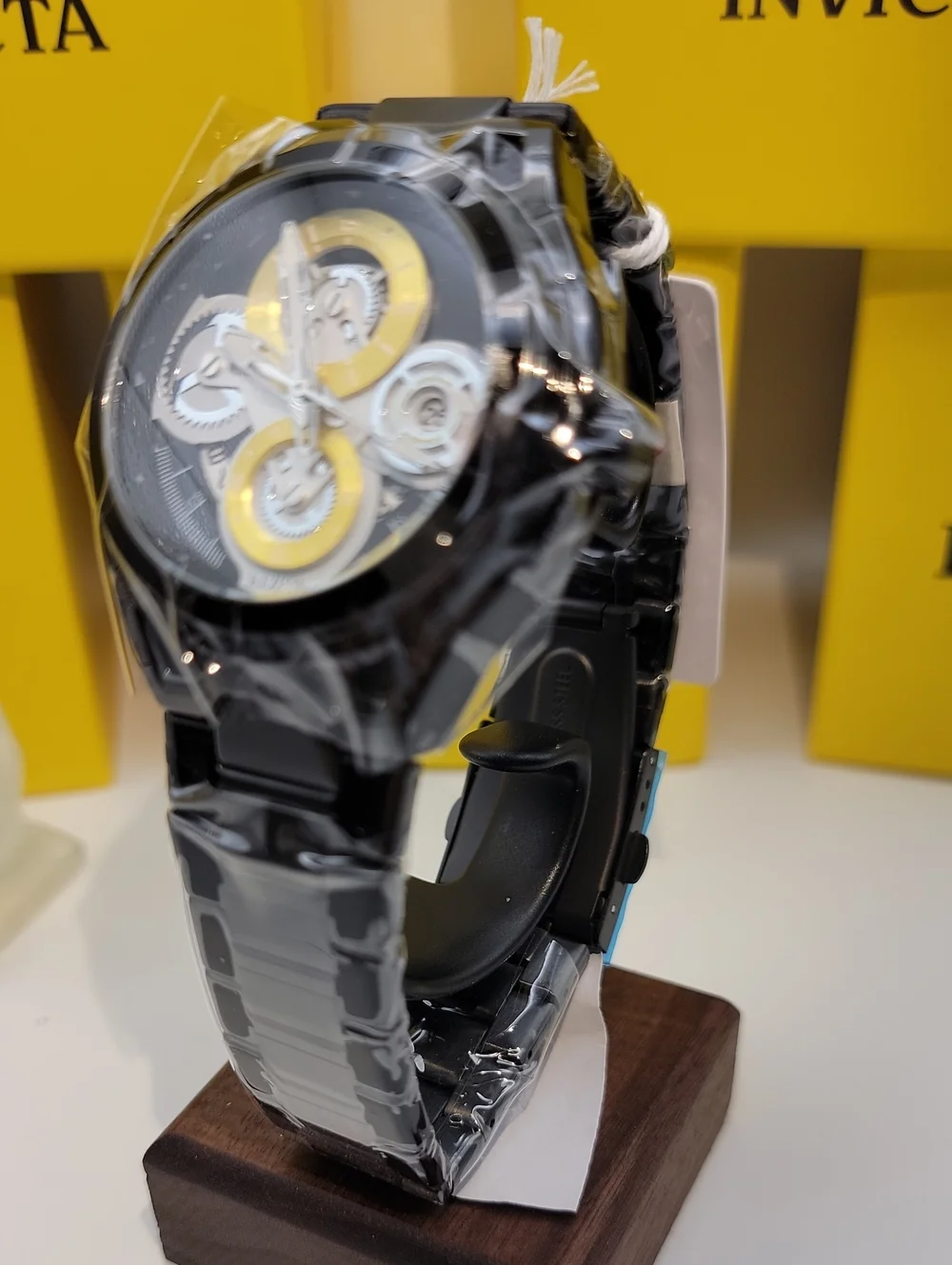 NEW 🏁 Invicta S1 Rally Men's 44mm Black  Gold Stainless Steel Watch 79009